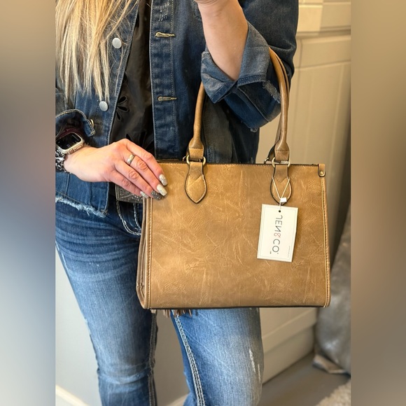 Jen & Co Alma Tri-Color Striped Satchel with Tassel - Picture 6 of 8